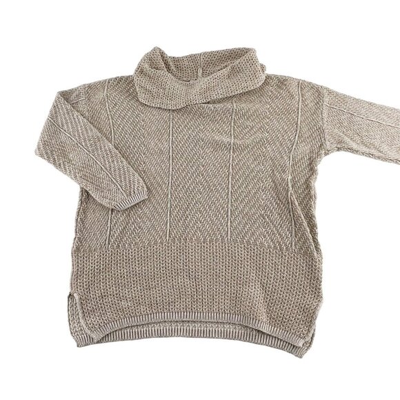 Eight Eight Eight Beige Textured Knit Sweater Women's size Medium Pullover Cowl - Picture 1 of 3